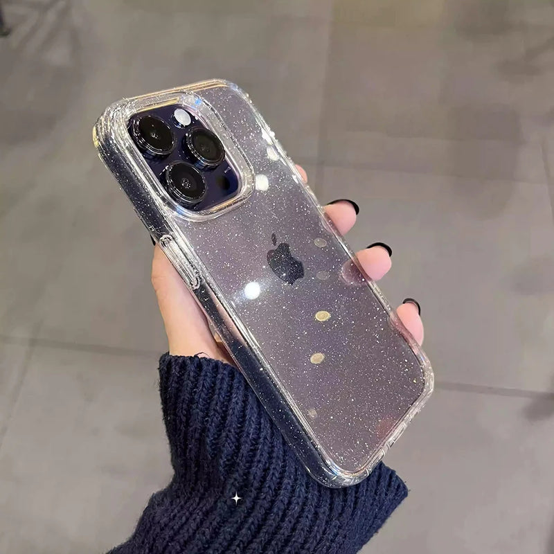 "Glamour and Protection Combined: Luxury Soft Silicone Clear Glitter Phone Case - Elevate Your iPhone's Style and Shield!" - Blitzshopp.com