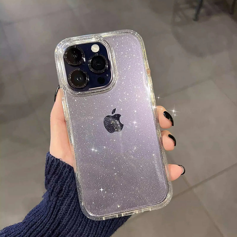 "Glamour and Protection Combined: Luxury Soft Silicone Clear Glitter Phone Case - Elevate Your iPhone's Style and Shield!" - Blitzshopp.com