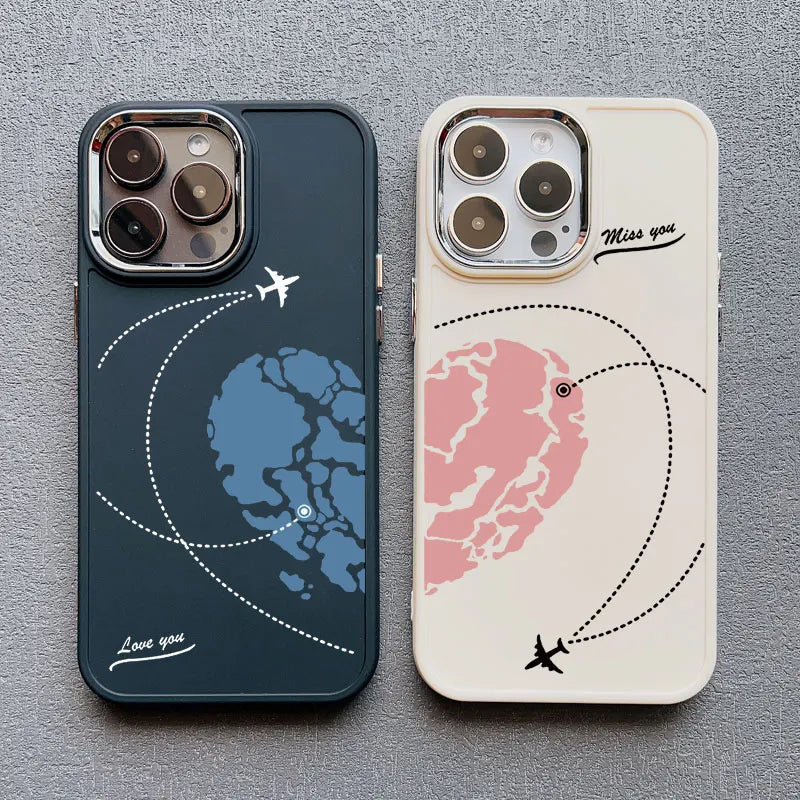 "Elevate Your Love: Aircraft Airplane Heart Couple Phone Case - Let Your Love Take Flight with Style!" - Blitzshopp.com