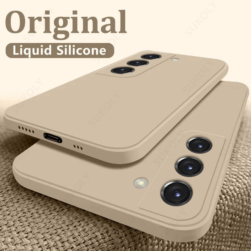 "Protective Elegance: Shockproof Square Liquid Silicone Phone Cover for Samsung Galaxy - Safeguard Your Device in Style!" - Blitzshopp.com