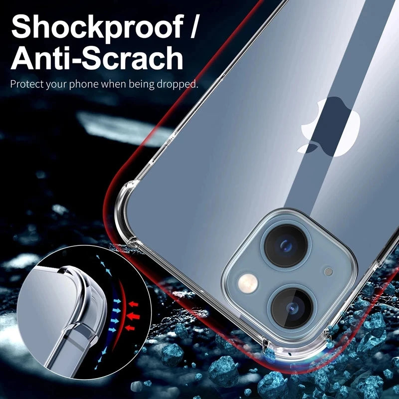 "Ultimate Protection, Maximum Clarity: Thick Shockproof Silicone Clear Phone Case for iPhone - Safeguard Your Device in Style!" - Blitzshopp.com