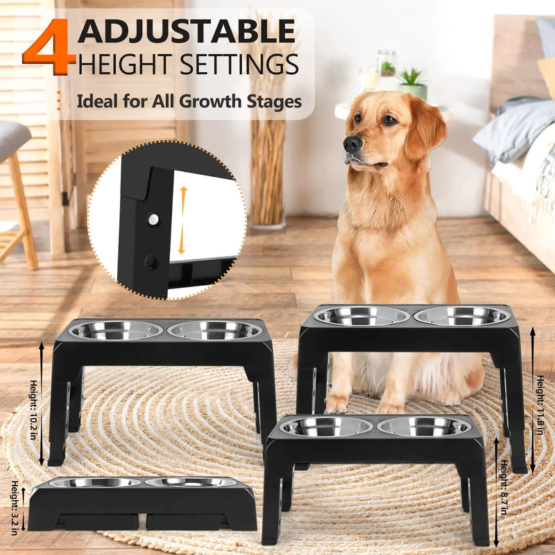 Adjustable Elevated Dog Feeder with