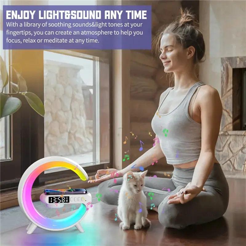 "Unleash Versatility: Mini Multifunction Wireless Charger Stand Speaker with RGB Night Light - Your All-in-One Charging Solution!" - Blitzshopp.com