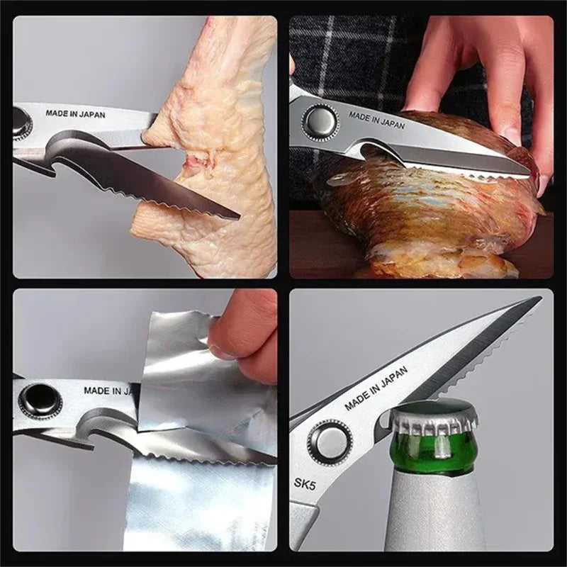 Kitchen Powerful Scissors Chicken Bone Scissors Stainless Steel Multi-Function Bottle Opener Scissors Fish Scale Scissors SK5 - Blitzshopp.com