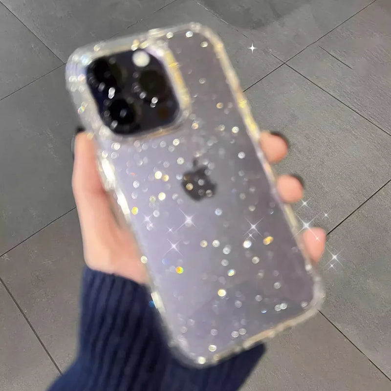 "Glamour and Protection Combined: Luxury Soft Silicone Clear Glitter Phone Case - Elevate Your iPhone's Style and Shield!" - Blitzshopp.com