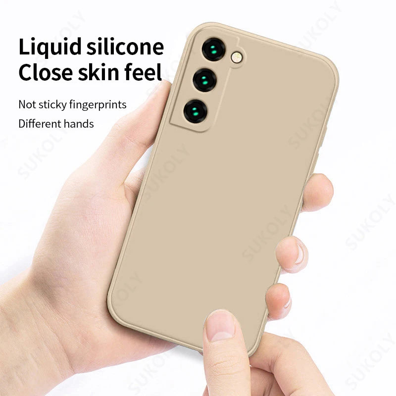 "Protective Elegance: Shockproof Square Liquid Silicone Phone Cover for Samsung Galaxy - Safeguard Your Device in Style!" - Blitzshopp.com