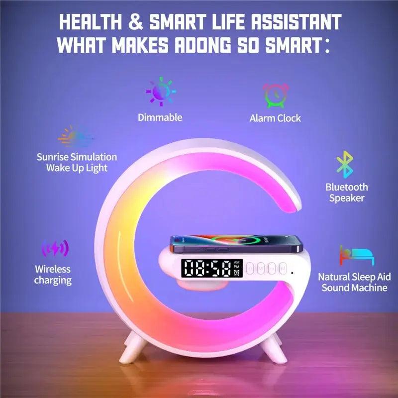 "Unleash Versatility: Mini Multifunction Wireless Charger Stand Speaker with RGB Night Light - Your All-in-One Charging Solution!" - Blitzshopp.com